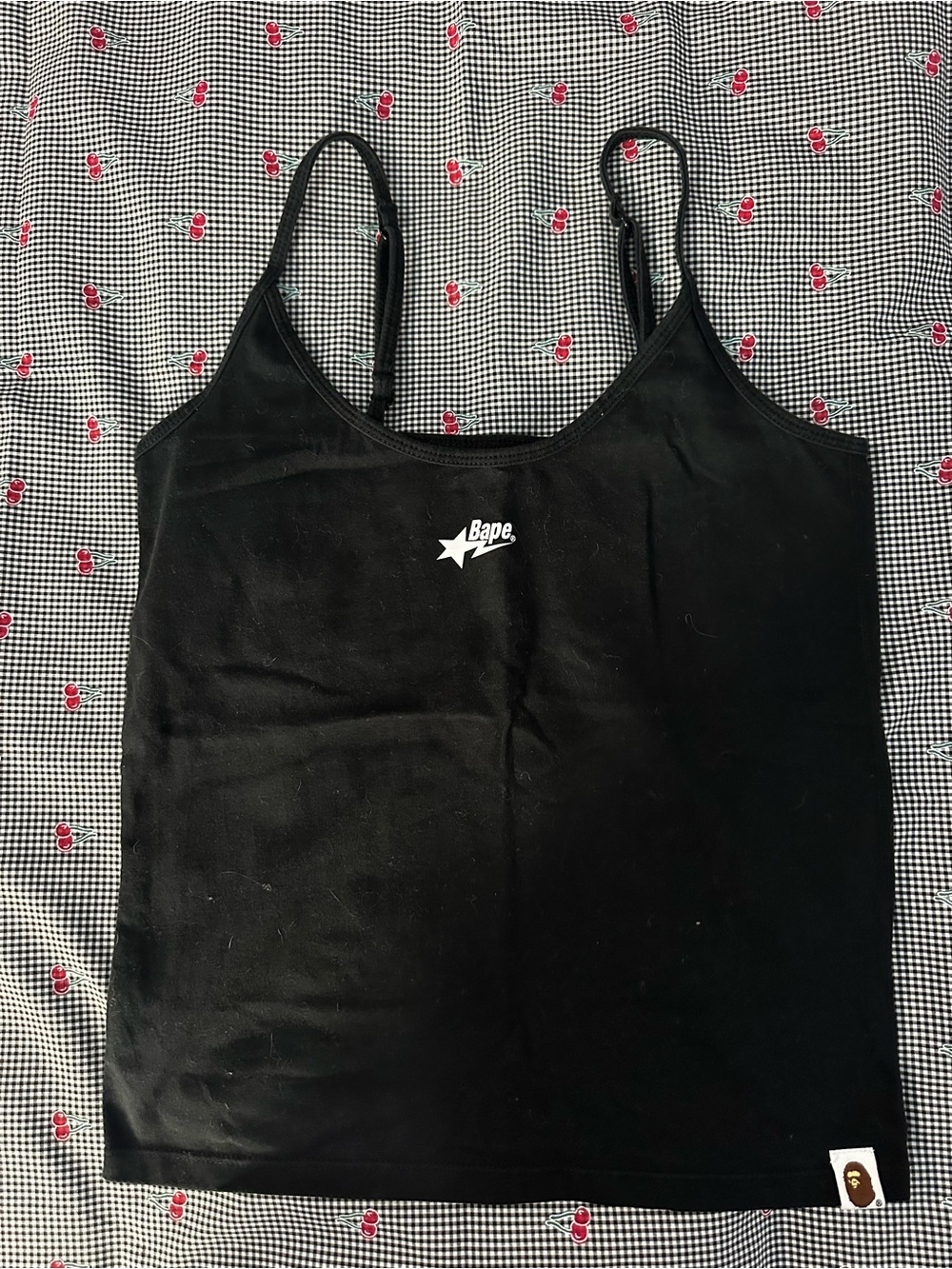 Bape Black Spaghetti Strap Camisole with White Star Logo